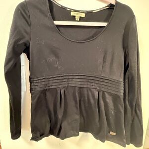 Burberry Black Long Sleeve Empire Pleated Top